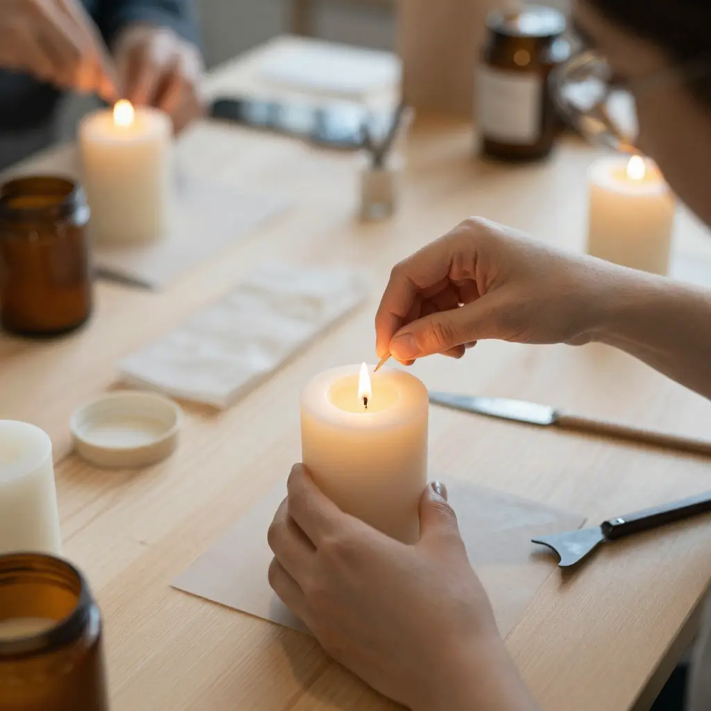 Candle making workshop with natural wax